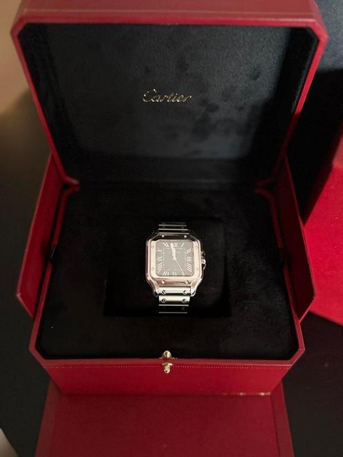 Cartier Santos Medium – 2025 – Blauw – Full Set, Sieraden, Tassen en Uiterlijk, Horloges | Antiek, Overige merken, Staal, Ophalen