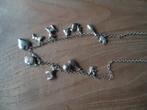mooie echt zilveren ketting met 12 bedels 60 cm allen zilver, Ophalen of Verzenden, Zo goed als nieuw, Zilver, Zilver