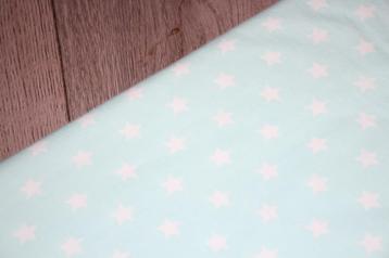 100% poplin katoen stof - licht groen / wit ster #3771 beschikbaar voor biedingen