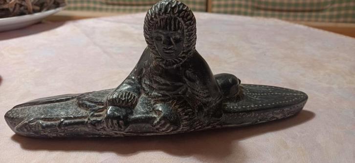 Canadees Inuit Beeldje - Al Wolf, Antiek en Kunst, Kunst | Beelden en Houtsnijwerken, Ophalen of Verzenden