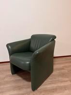 Groene lederen fauteuil, Ophalen, Gebruikt, Minder dan 75 cm, Leer