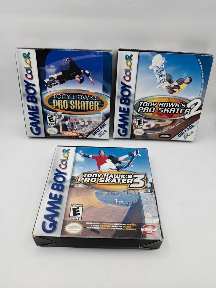 Tony Hawk's Pro Skater 1, 2 en 3 Bundel Gameboy Color, Spelcomputers en Games, Games | Nintendo Game Boy, Zo goed als nieuw, Sport