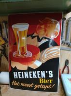Emaille bord Heineken, Verzamelen, Biermerken, Ophalen of Verzenden, Gebruikt, Reclamebord, Plaat of Schild, Heineken