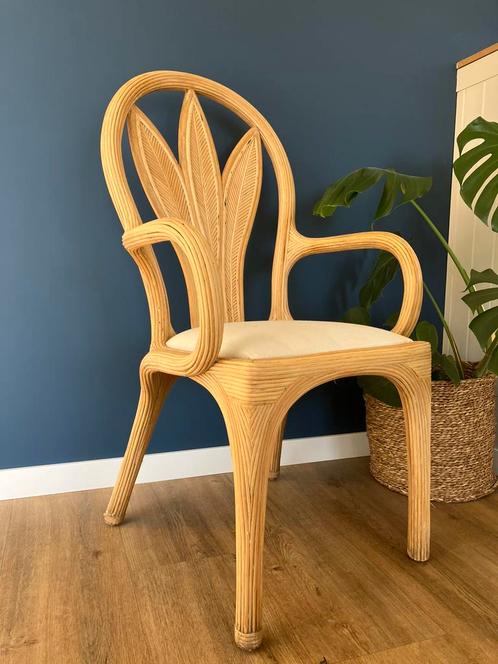 Rotan vintage design | 4 stuks | vivai del sud | boho stoel, Huis en Inrichting, Stoelen, Gebruikt, Vier, Riet of Rotan, Bruin