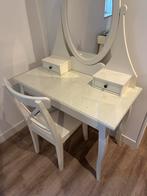 IKEA Hemnes Kaptafel met Spiegel en Stoel, Ophalen, 100 tot 150 cm, 50 tot 100 cm, Zo goed als nieuw