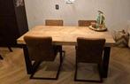 Steigerhouten Eettafel met Stoelen, Huis en Inrichting, Ophalen, Rechthoekig, 150 tot 200 cm, 50 tot 100 cm