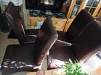 Leren Eetkamerstoelen - Set van 4, Huis en Inrichting, Stoelen, Ophalen, Gebruikt, Bruin, Leer