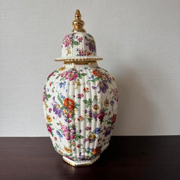 Vintage Boch Freres Keralux Fleur de Saxe Dekselvaas, Vaas beschikbaar voor biedingen