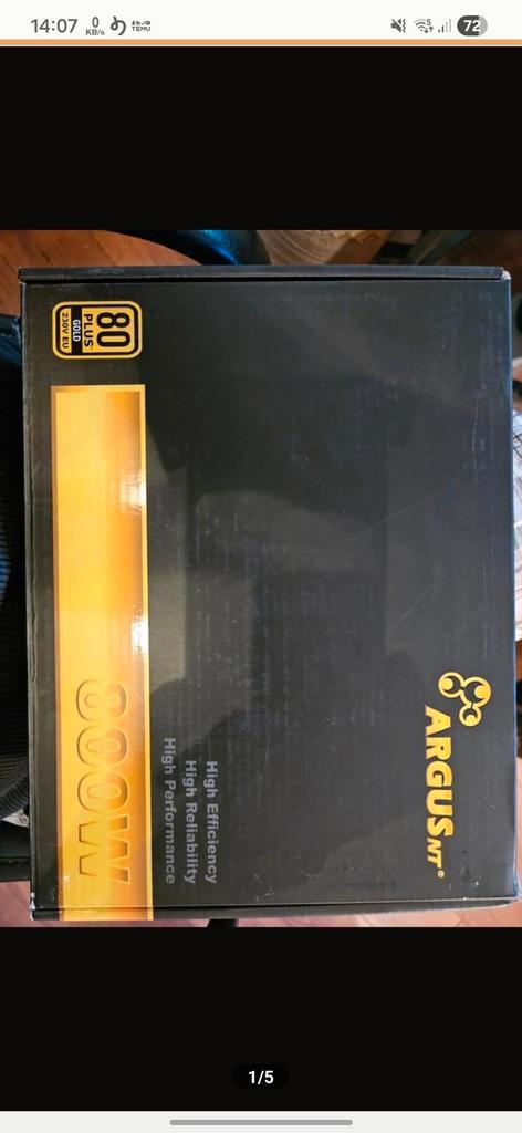 Argus 850w gold certified interne voeding, ongebruikt., Computers en Software, Interne voedingen, Nieuw, Ophalen of Verzenden