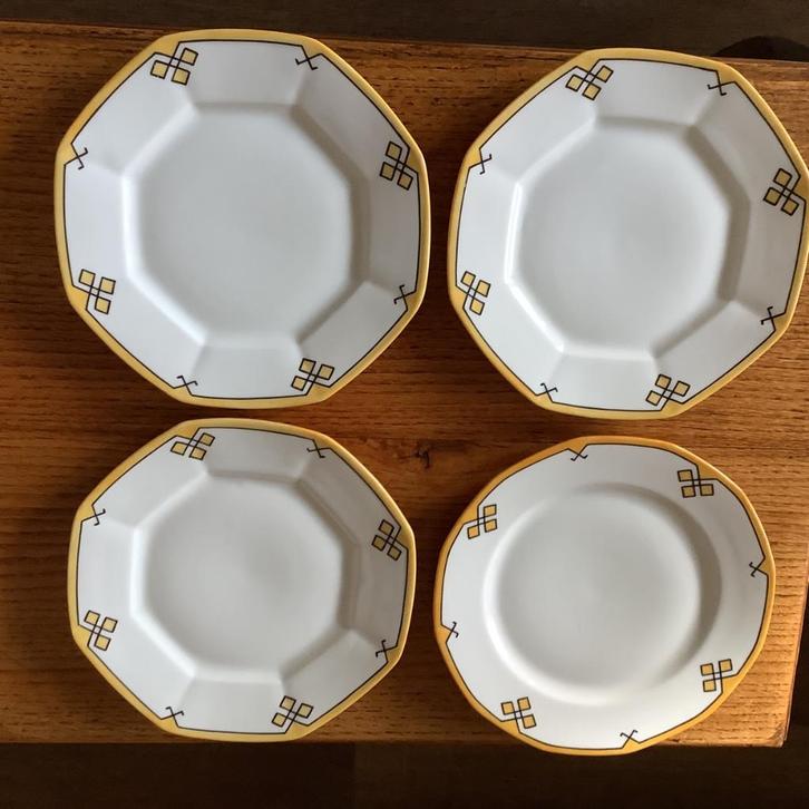 4 handgeschilderde Limoges bordjes, Antiek en Kunst, Antiek | Servies los, Ophalen of Verzenden