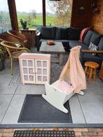 Houten wieg en kastje, Verzamelen, Poppenhuizen en Toebehoren, Ophalen, Gebruikt, Poppenhuis