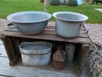 Brocante zinken schaal/kruik/pispot/ aasemmer, Antiek en Kunst, Curiosa en Brocante, Ophalen of Verzenden