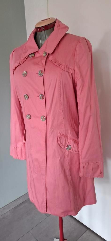 Cream trenchcoat mantel jas tussenjas roze maat M 38 igs, Kleding | Dames, Jassen | Zomer, Gedragen, Maat 38/40 (M), Roze, Ophalen of Verzenden