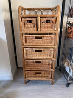 Vintage rotan ladekast, Huis en Inrichting, Kasten | Ladekasten, Minder dan 50 cm, 5 laden of meer, 100 tot 150 cm, Bohemian