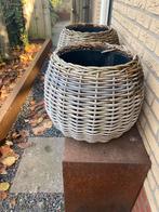 Twee rieten manden met plastic binnenbak, Ophalen, Tuin, Gebruikt, Rond