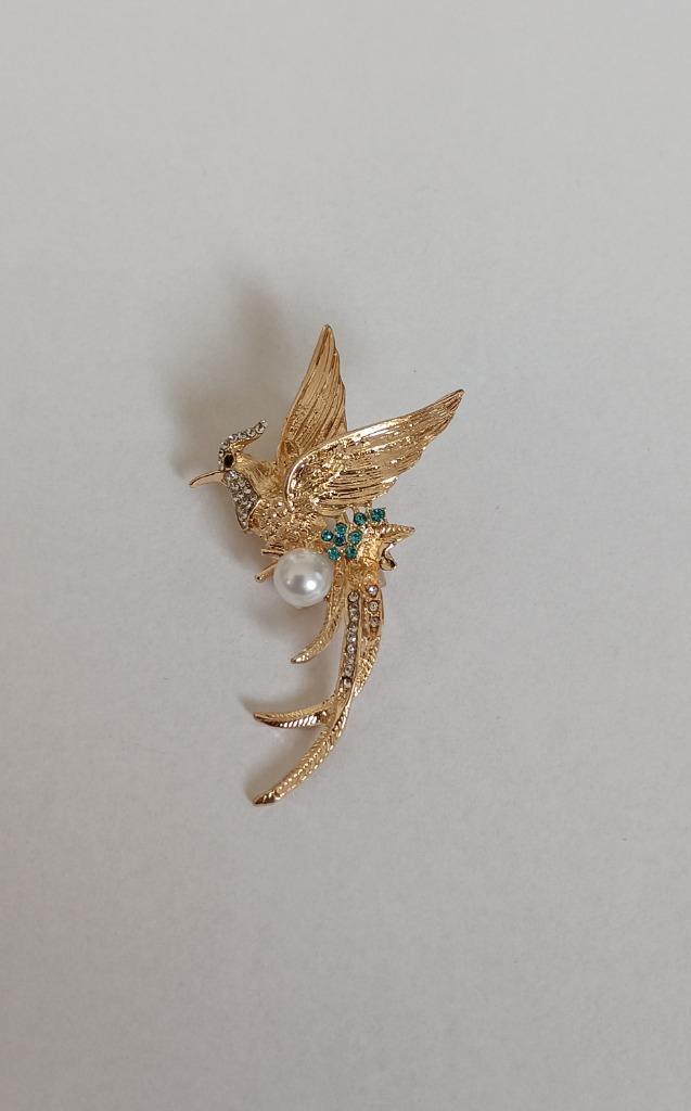 Feniks broche, Sieraden, Tassen en Uiterlijk, Broches, Nieuw, Overige materialen, Overige kleuren, 4 tot 7 cm, Met strass, Ophalen of Verzenden