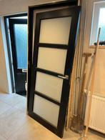 Moderne antraciet binnendeur met glas en kozijn., Doe-het-zelf en Verbouw, Deuren en Horren, Ophalen, 80 tot 100 cm, Binnendeur