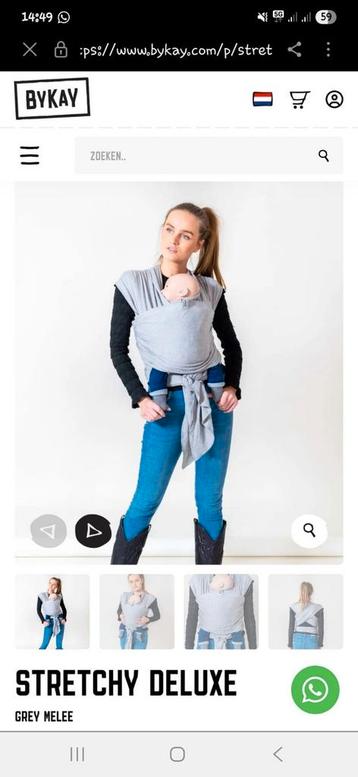 BYKAY Stretchy Deluxe Draagdoek Grijs - Nieuwstaat! beschikbaar voor biedingen