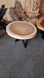 Nieuw ronde Suar houten salontafel 80x42 boomstamtafel, 50 tot 100 cm, Minder dan 50 cm, Nieuw, Rond