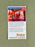 CORPUS voordeelbon 20% korting, Tickets en Kaartjes, Drie personen of meer, Kortingskaart