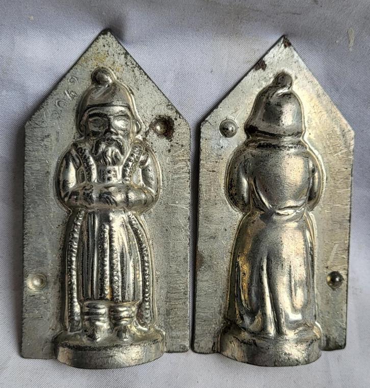 Antieke dubbele chocoladevorm: KERSTMAN, Antiek en Kunst, Curiosa en Brocante, Ophalen of Verzenden