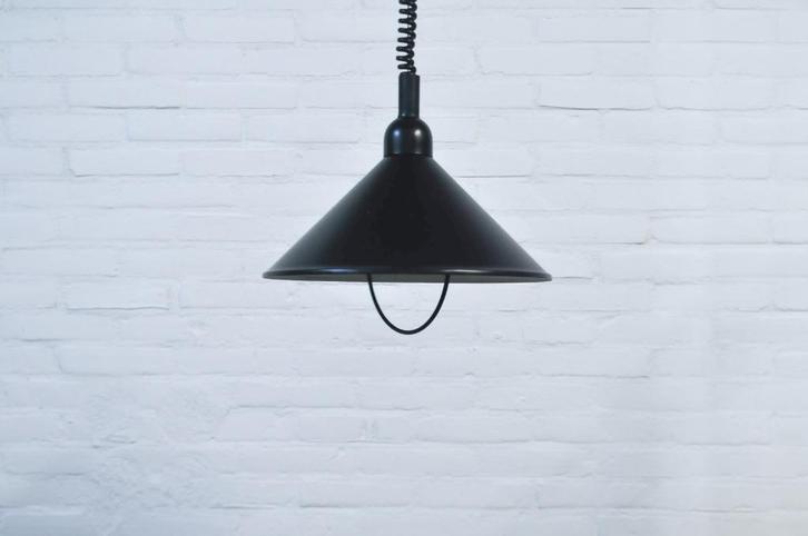 zwarte vintage trek hanglamp, Huis en Inrichting, Lampen | Hanglampen, Gebruikt, Minder dan 50 cm, Metaal, Ophalen of Verzenden