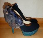 Nine West pumps maat 36 blauw turkoois glitterstenen strikje, Pumps, Nine West, Zo goed als nieuw, Verzenden