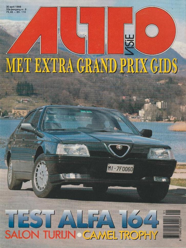 Alfa Romeo 164 3,0 V6 test in Autovisie 1988, Boeken, Auto's | Folders en Tijdschriften, Gelezen, Alfa Romeo, Ophalen of Verzenden