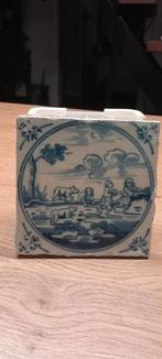 Fraaie tegel kinderen met wilde honden, Antiek en Kunst, Ophalen of Verzenden