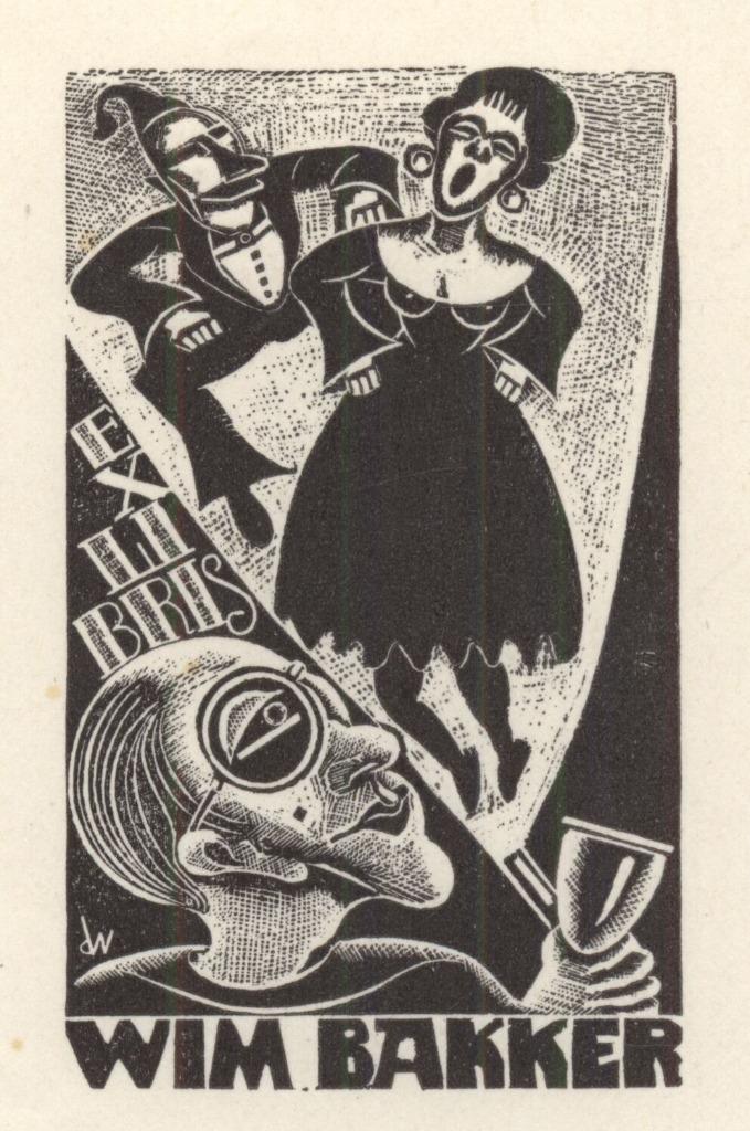 0375 Ex Libris Nederland : Cor de Wolff, 1948, Antiek en Kunst, Kunst | Etsen en Gravures, Verzenden