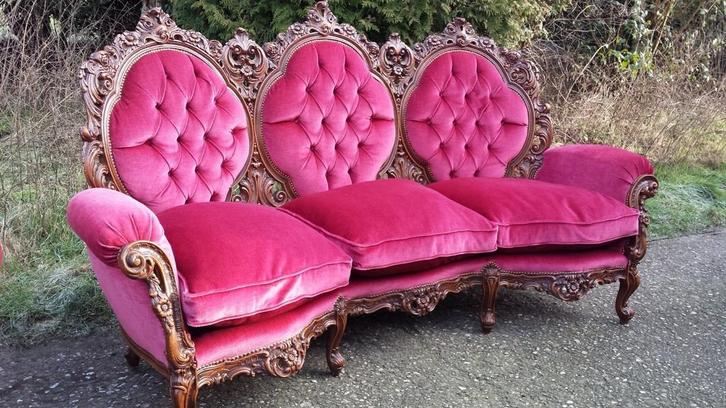 BAROK BANKSTEL MET FAUTEUILS, Antiek en Kunst, Antiek | Meubels | Stoelen en Banken, Ophalen