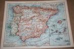 Originele oude kaart Spanje en Portugal - circa 1905 !!, Boeken, Atlassen en Landkaarten, Gelezen, Ophalen of Verzenden, Spanje