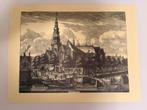 Oude kerk in Amsterdam ets gravure pentekening, Ophalen of Verzenden