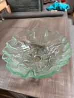 Glazen waskom geribbeld - 42cm, Huis en Inrichting, Gebruikt, Schaal, Rond, Ophalen of Verzenden