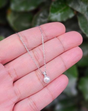 Gerhodineerd Zoetwaterparel Ketting Paru - Echt Zilver beschikbaar voor biedingen