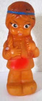 Ledraplastic / Rubbertoys Indiaans Meisje Made Italy Gemerkt, Verzenden