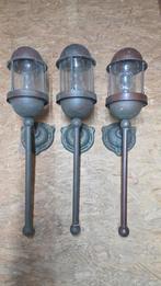 3 koperen en bronzen buitenlantaarns, kwaliteits lampen., Ophalen, Netvoeding, 50 tot 250 watt