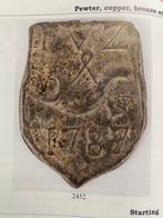 Trotseerloodje uit hoorn 1787  .  T .U. I . Groetjes, Antiek en Kunst, Verzenden