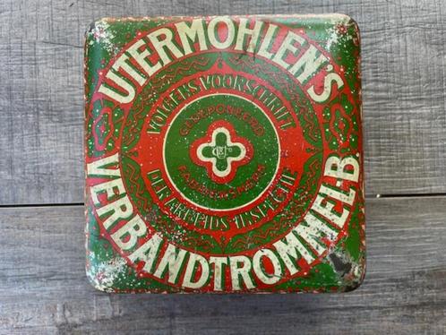 Antieke Utermohlen's verbandtrommel / blik., Verzamelen, Blikken, Gebruikt, Overige, Overige merken, Ophalen of Verzenden