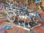 Mooi antiek koper beeldje uit India van een ossenkar 13,3 cm, Antiek en Kunst, Ophalen of Verzenden