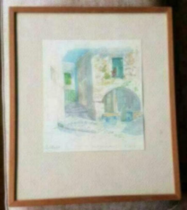 Aquarel Thalé HULST Saint Paul de Vence 1953, Antiek en Kunst, Kunst | Schilderijen | Klassiek, Ophalen
