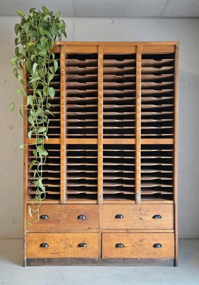 Antieke vakkenkast vintage dossierkast apothekerskast kast, Antiek en Kunst, Curiosa en Brocante, Ophalen of Verzenden