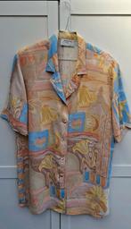Vintage blouse, maat 40/L - roze, oranje etc- patroon - 90's, Maat 38/40 (M), ,, Oranje, Ophalen of Verzenden
