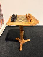 Handgemaakte schaaktafel olijfhout – uniek & rustiek (47x47), Ophalen of Verzenden, Nieuw