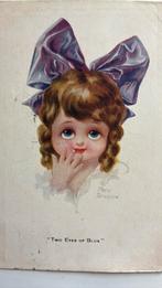 Twee blauwe ogen. Meisje met strik in haar.Fred Spurgin, Verzamelen, Ansichtkaarten | Themakaarten, Ophalen of Verzenden, Voor 1920
