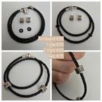 Leren Pandora armband met clips (zilver/goud), Ophalen of Verzenden, Zo goed als nieuw, Goud, Zilver
