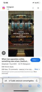 Zeezout ADE Concertgebouw, Tickets en Kaartjes, Twee personen, Oktober