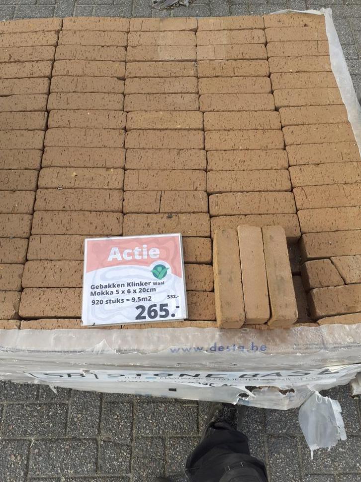 Gebakken Waalklinker Mokka 5x6x20 (920st.), Tuin en Terras, Tegels en Klinkers, Zo goed als nieuw, Klinkers, Overige materialen