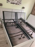 2 Auping spiralen met Eastbornmatrassen en houten ombouw, Ophalen, Tweepersoons, Hout, Verstelbaar