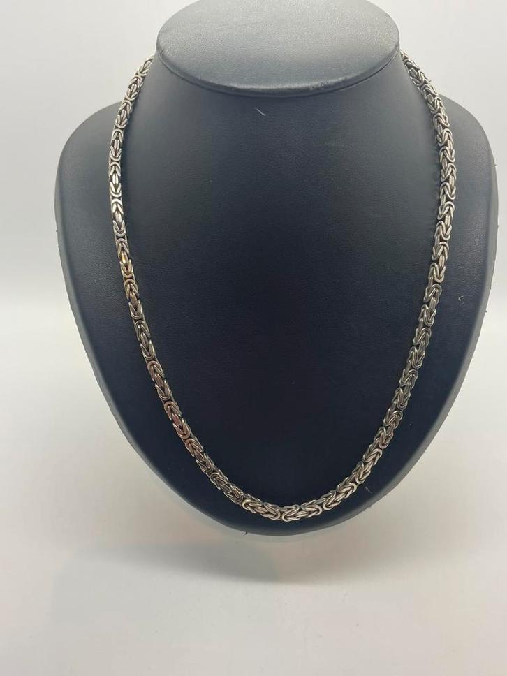 B621 Prachtige zilveren koningsketting 55,5 cm | 54 gram, Sieraden, Tassen en Uiterlijk, Kettingen, Zo goed als nieuw, Zilver